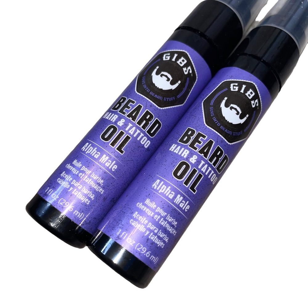 Gibs Alpha Male Oil Beard Hair and Oil Tattoo lot of 2 NEW